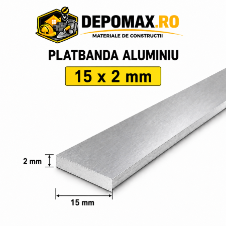 Platbanda aluminiu 15 x 2 mm, 6 metri (EN-AW 6060)